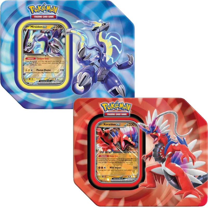 Pokmon TCG: Paldea Legends Koraidon ex / Miraidon ex Tin (Paldea Evol Pokemon Plug Pokmon TCG: Paldea Legends Koraidon ex / Miraidon ex Tin (Paldea Evol Pokemon Plug