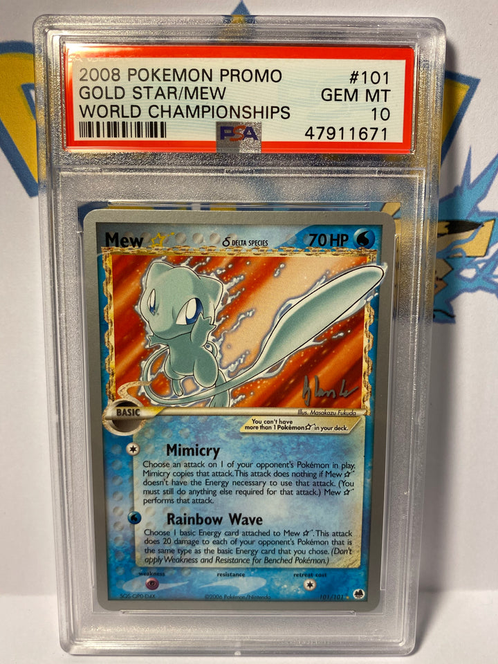 PSA 10 GEM MINT Gold Star Mew - World Championship - Non Holo 101/101 - 2008 Dragon Frontiers