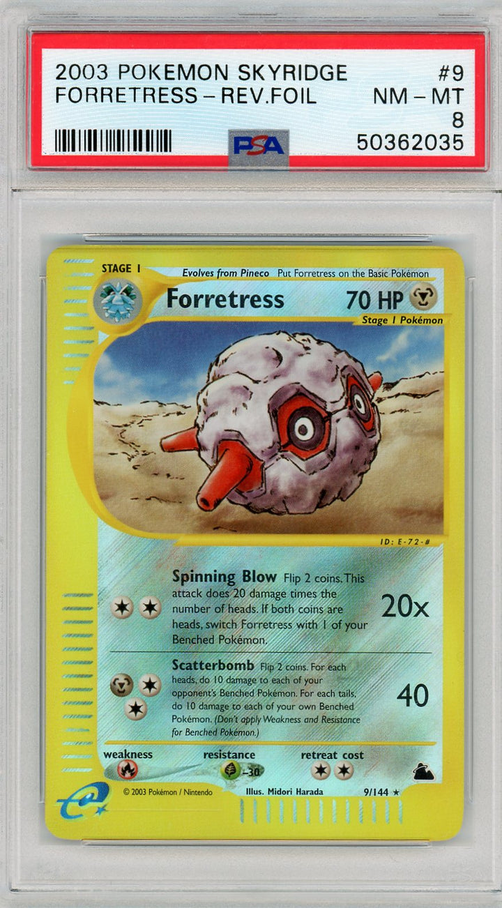 PSA 8 NM-MT Forretress 9/144 - Reverse Holo - Skyridge 2003