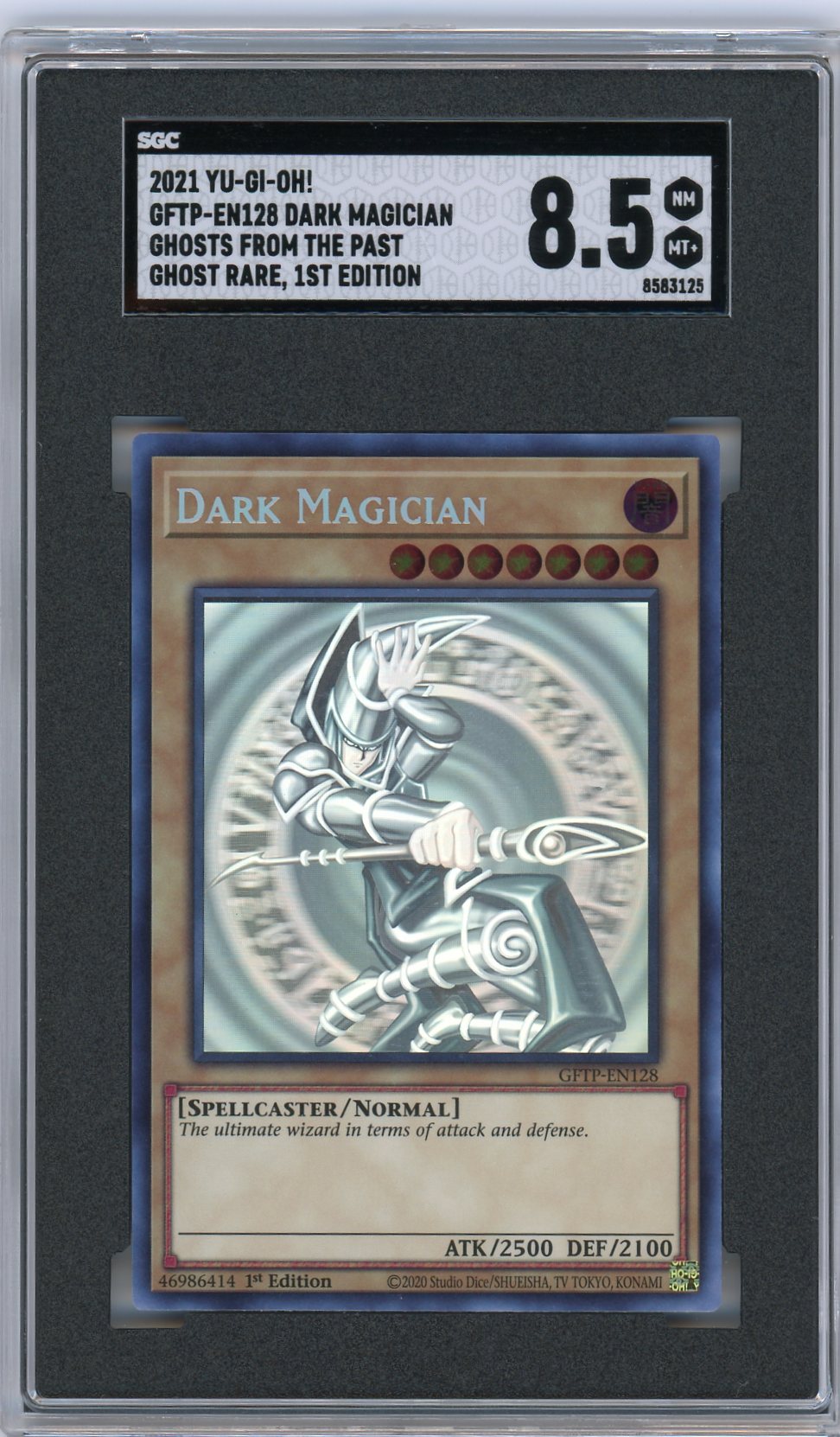 SGC 8.5 NM-MT+ 1st Edition Dark Magician GFTP-EN128 (Ghost Rare) - Ghosts From the Past 2021