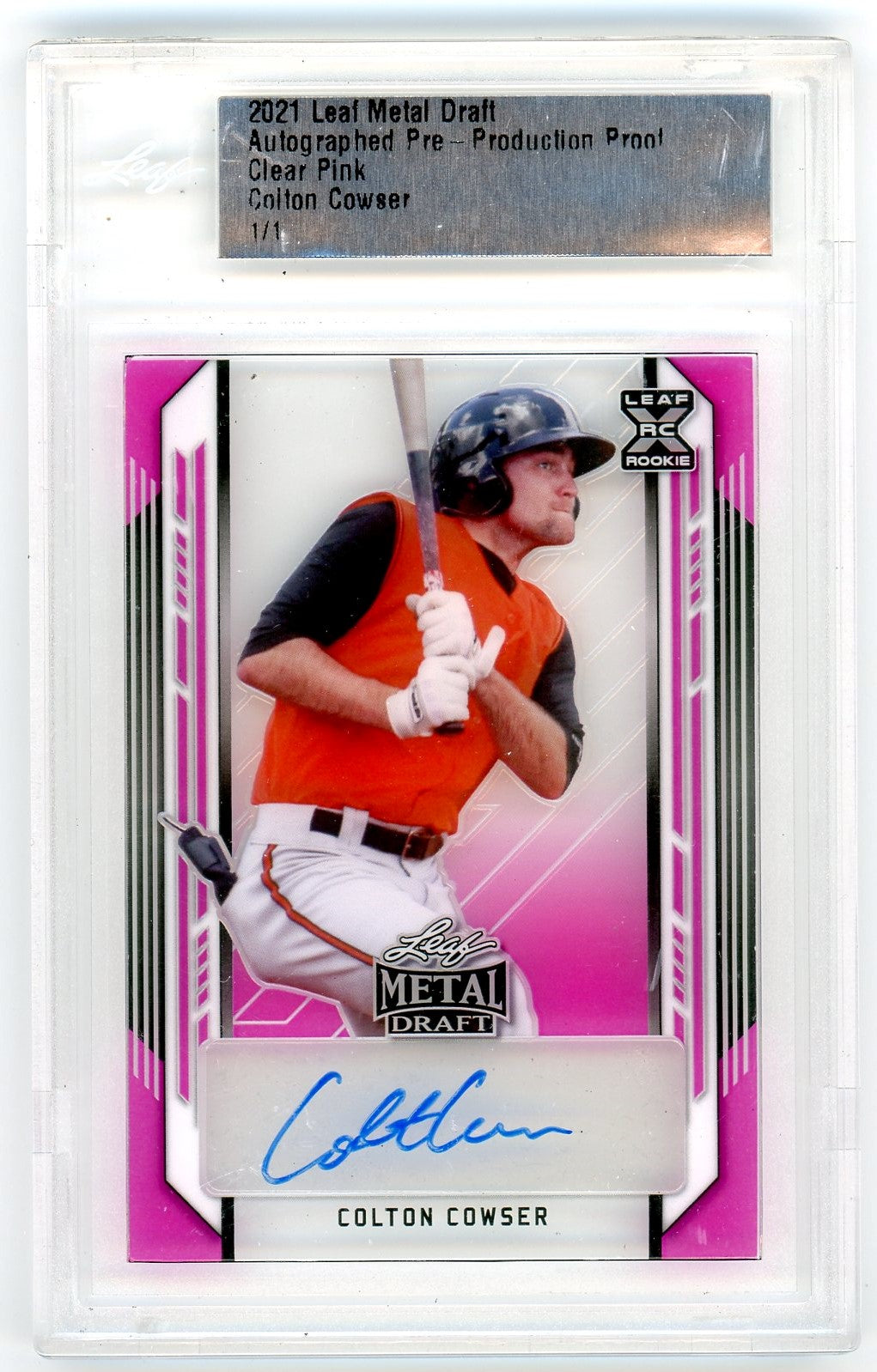 2021 Leaf Metal Draft Autographed Pre-Production Proof - Clear Pink - Colton Cowser 1/1