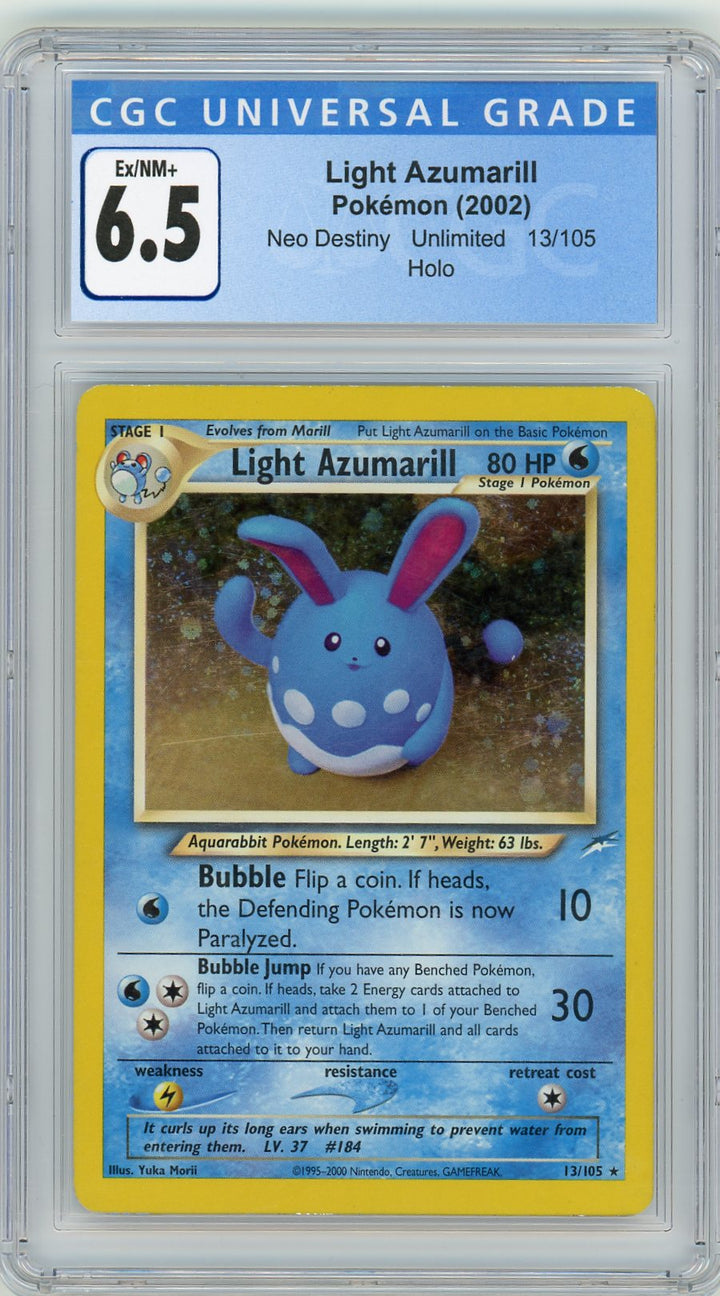 CGC 6.5 Ex/NM+ Light Azumarill 13/105 (Holo) - Neo Destiny 2002