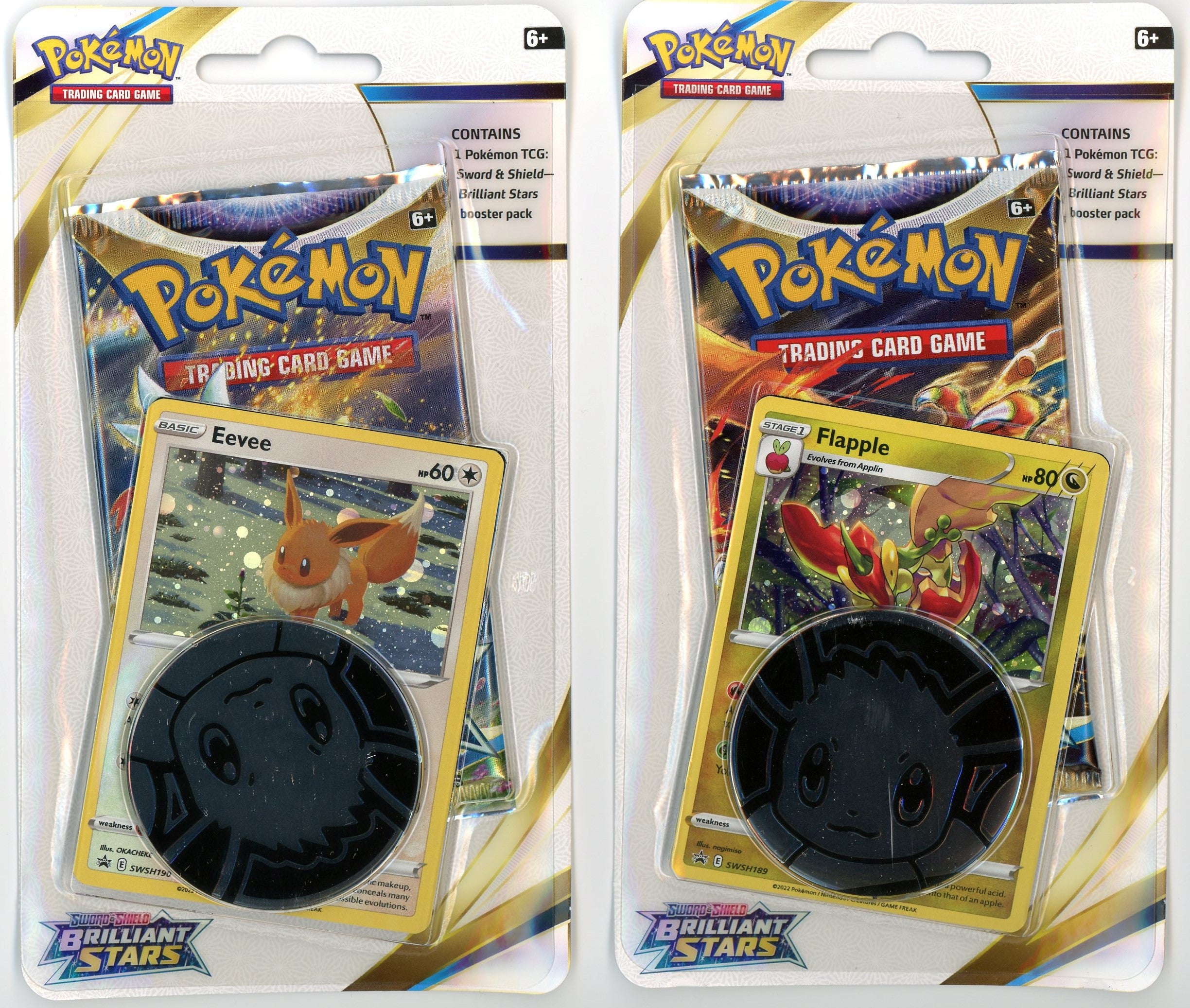 Pokémon TCG: Sword & Shield-Brilliant Stars 3 Booster Packs, Coin