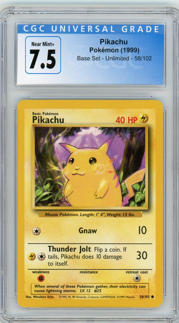 CGC 7.5 Near Mint+ Pikachu 50/102 - Base Set 1999