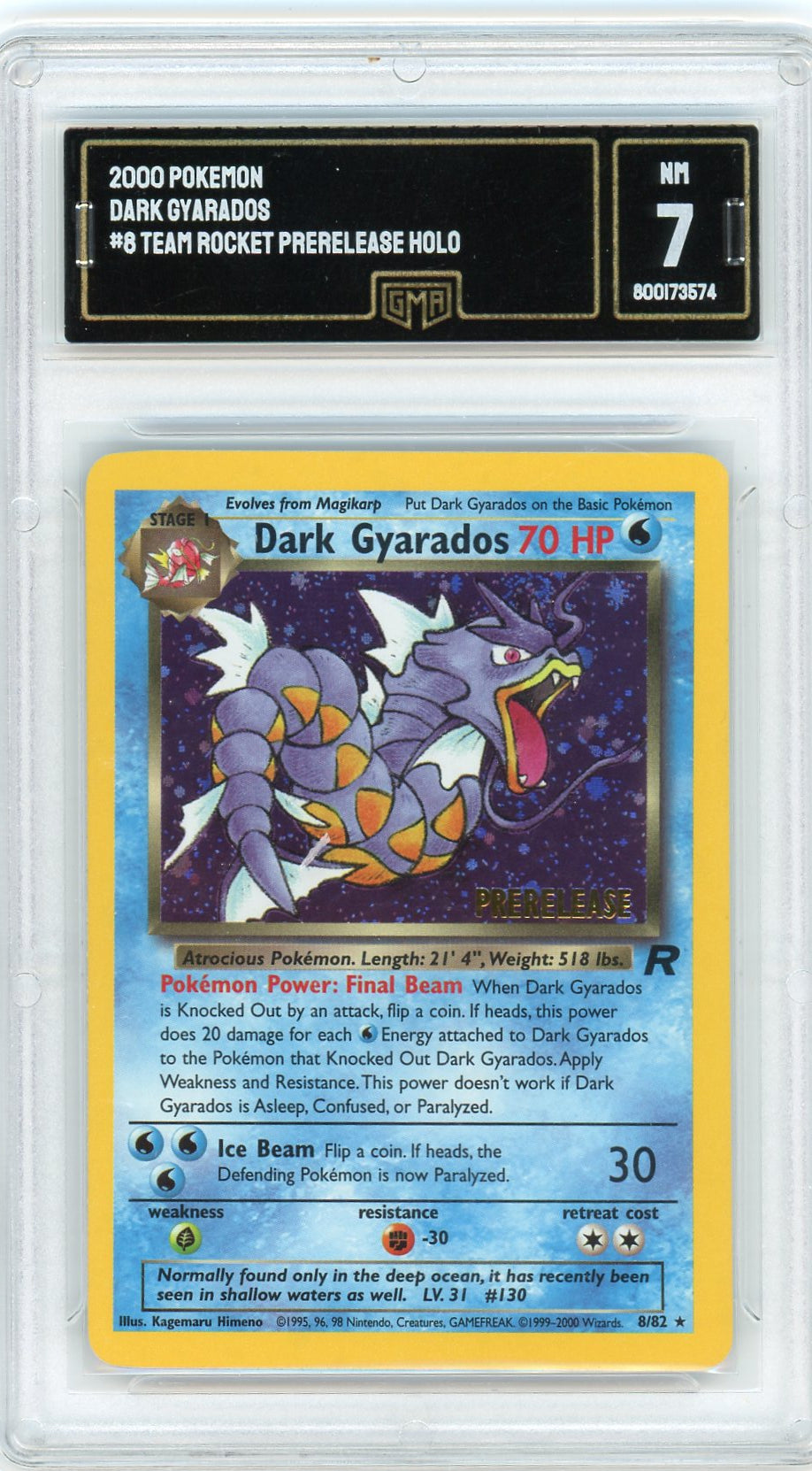 GMA 7 NM Dark Gyarados Prerelease Holo 8/82 - Team Rocket 2000 Pokemon Plug GMA 7 NM Dark Gyarados Prerelease Holo 8/82 - Team Rocket 2000 Pokemon Plug