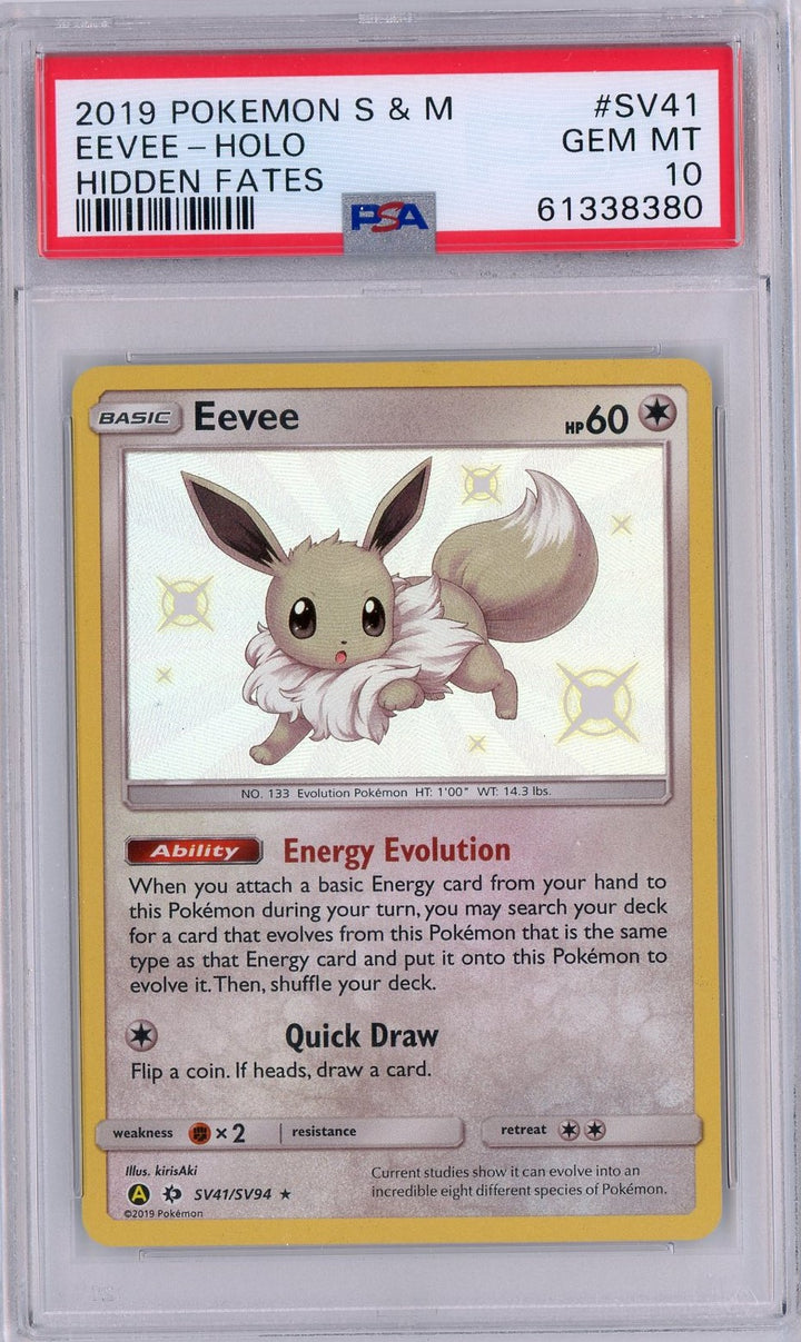 PSA 10 GEM MT Eevee SV41/SV94 - Hidden Fates 2019