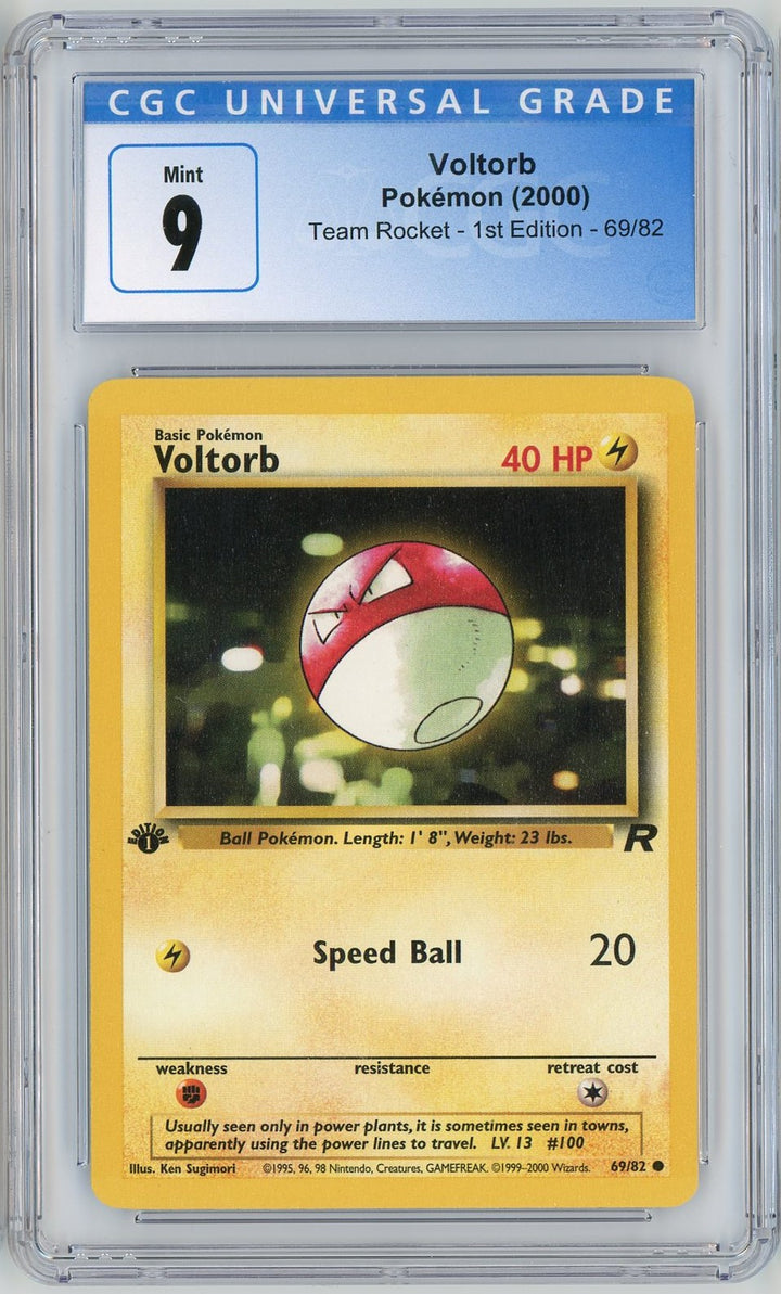 CGC 9 Mint Voltorb 69/82 - 1st Edition Team Rocket 2000