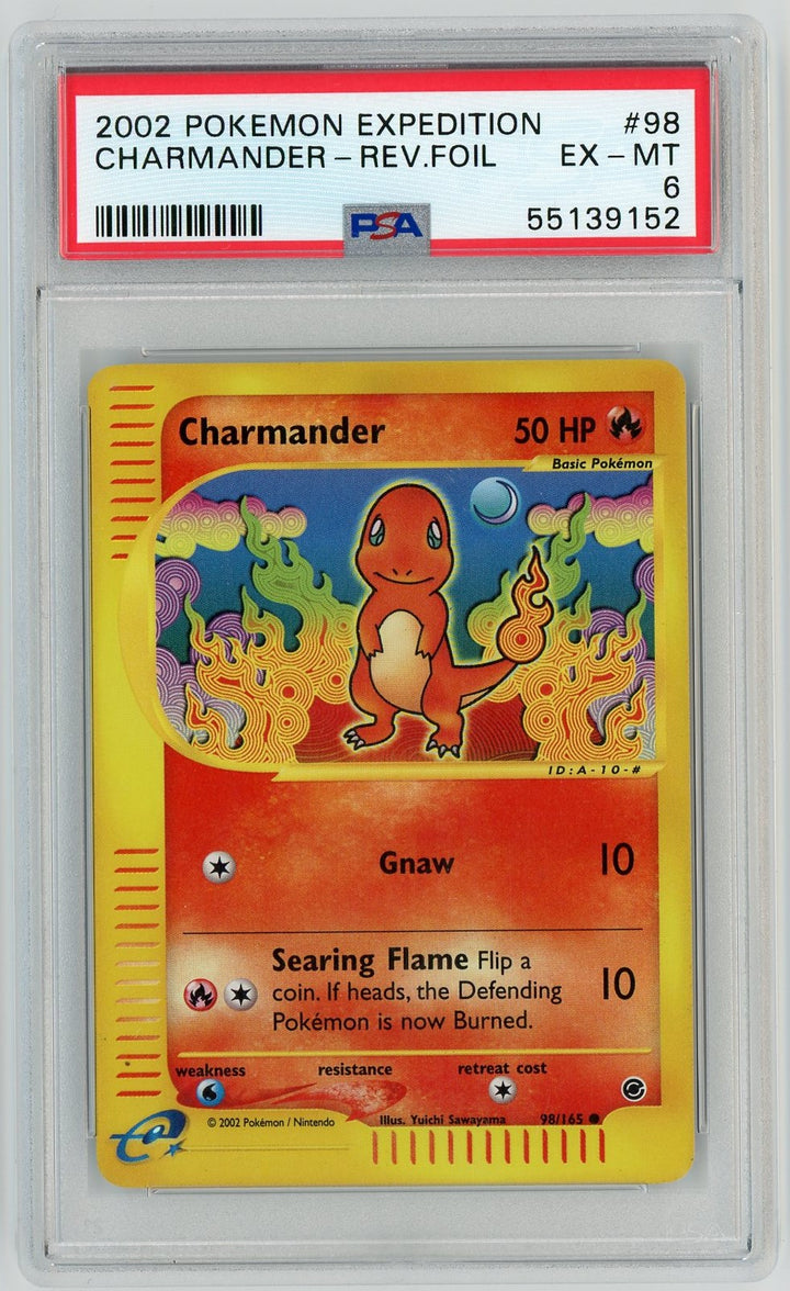 PSA 6 EX-MT Charmander - Reverse Foil 98/165 - Expedition Base Set 2002