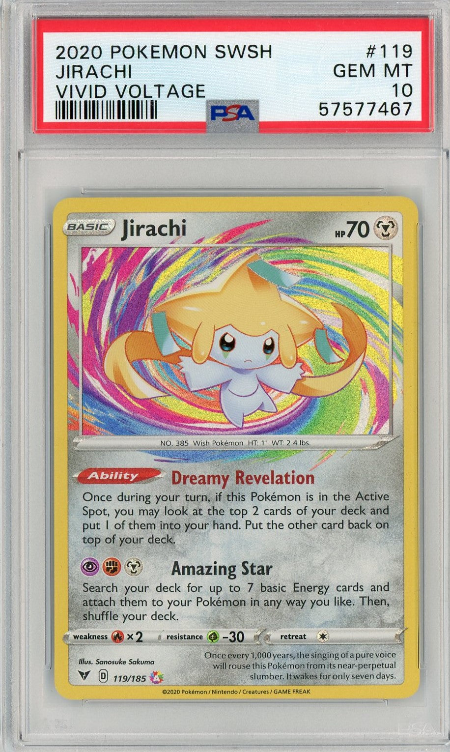 what pokemon set has 185 cards PSA 10 GEM MINT - Jirachi 119/185 - Amazing Rare