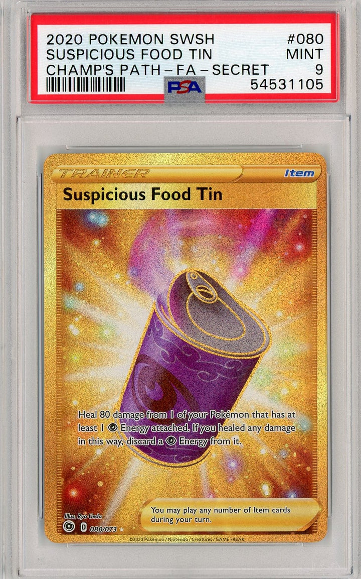 PSA 9 MINT Suspicious Food Tin (Secret) 080/073 - Champion's Path 2020