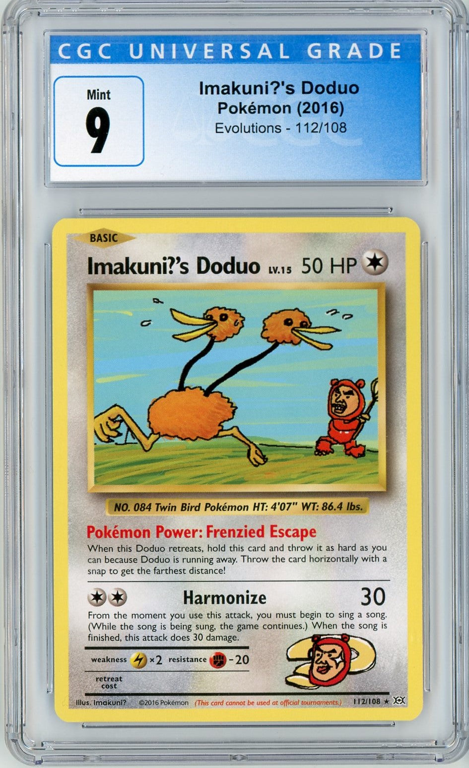 CGC 9 Mint - Immakuni?'s Doduo (Secret Rare) 112/108 - XY Evolutions 2 Pokemon Plug CGC 9 Mint - Immakuni?'s Doduo (Secret Rare) 112/108 - XY Evolutions 2 Pokemon Plug