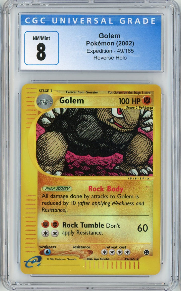CGC 8 NM/Mint - Golem 49/165 (Reverse Holo) - Expedition Base Set 2002