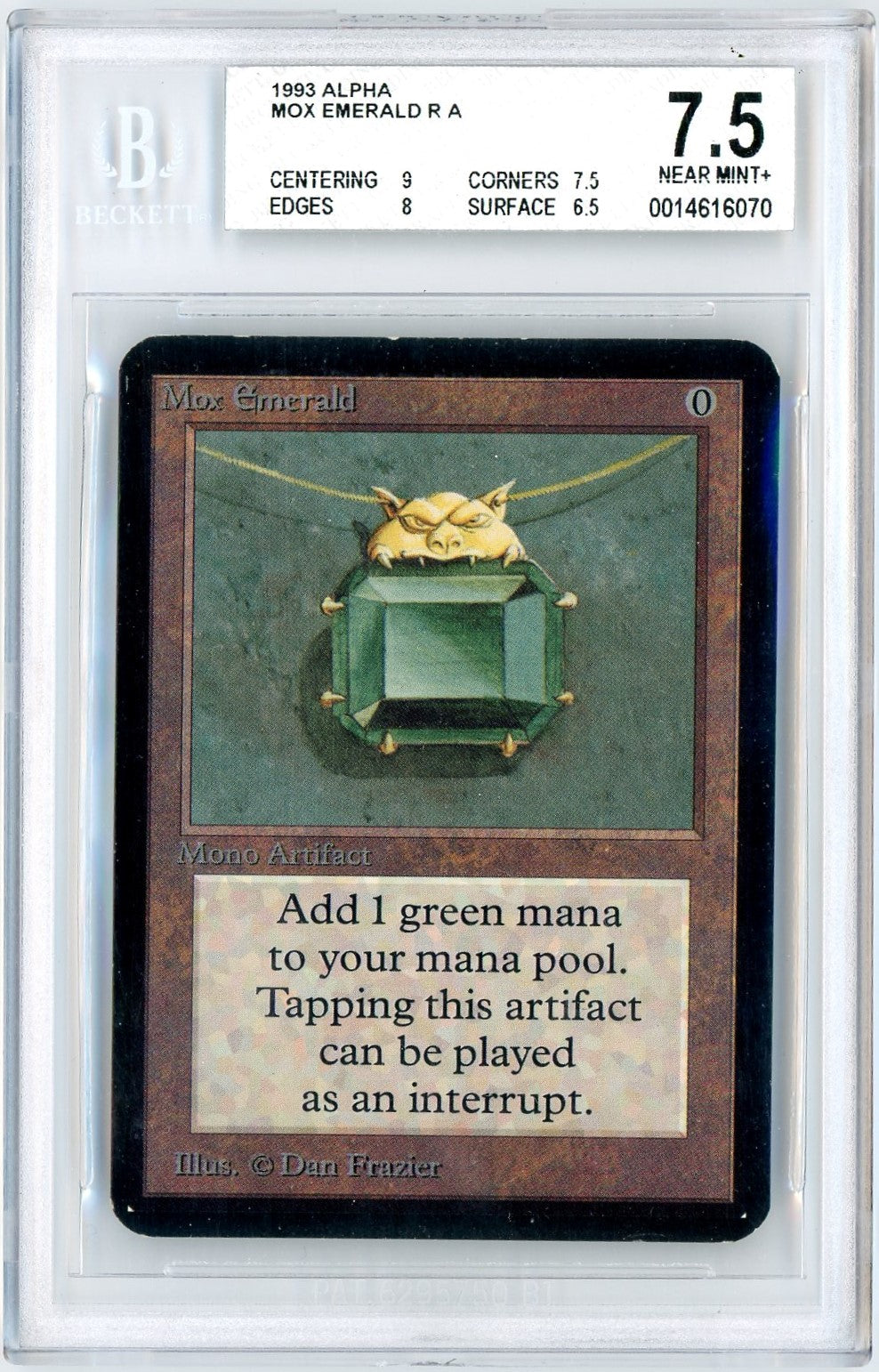 BGS 7.5 (NEAR MINT+) Mox Emerald [Alpha Edition] (1993) w/ Subgrades