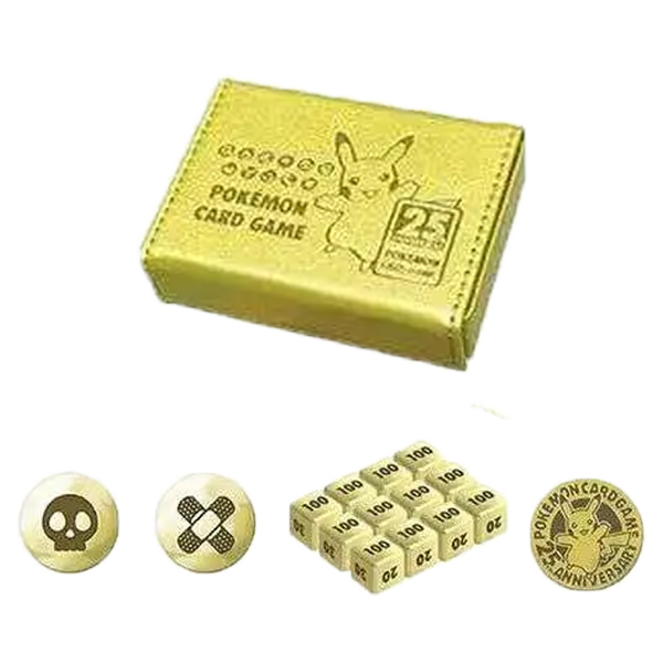 Japanese Pokémon 25th Anniversary Golden Alcove Flip Dice Box w/ Metal Dice & Coins