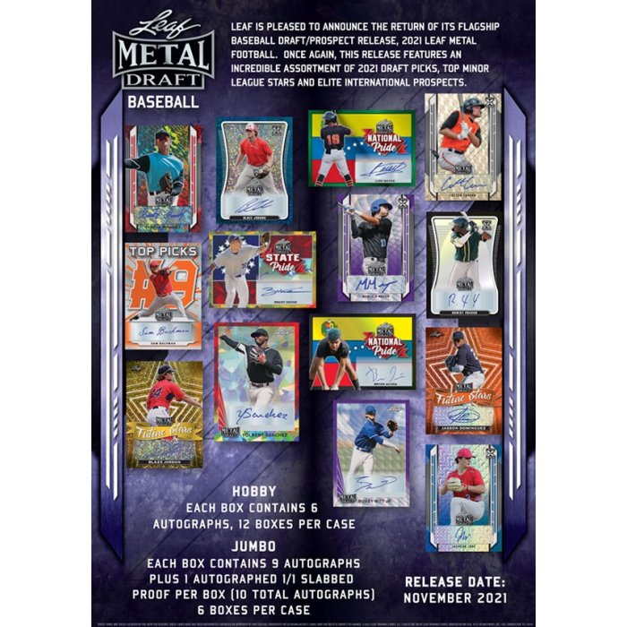 2021 Leaf Metal Draft Baseball Cards JUMBO Hobby Box